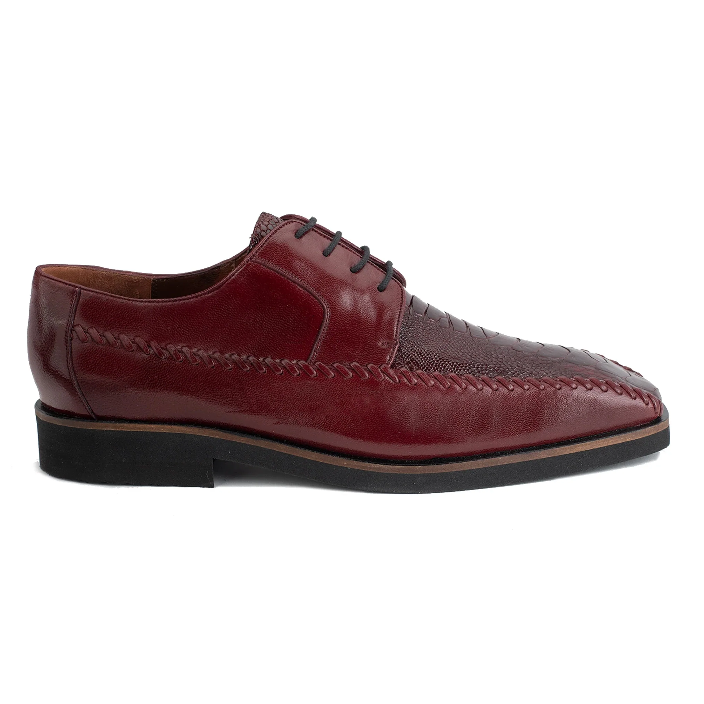 Belvedere Tyson Ostrich & Calf Dress Shoe - Burgundy
