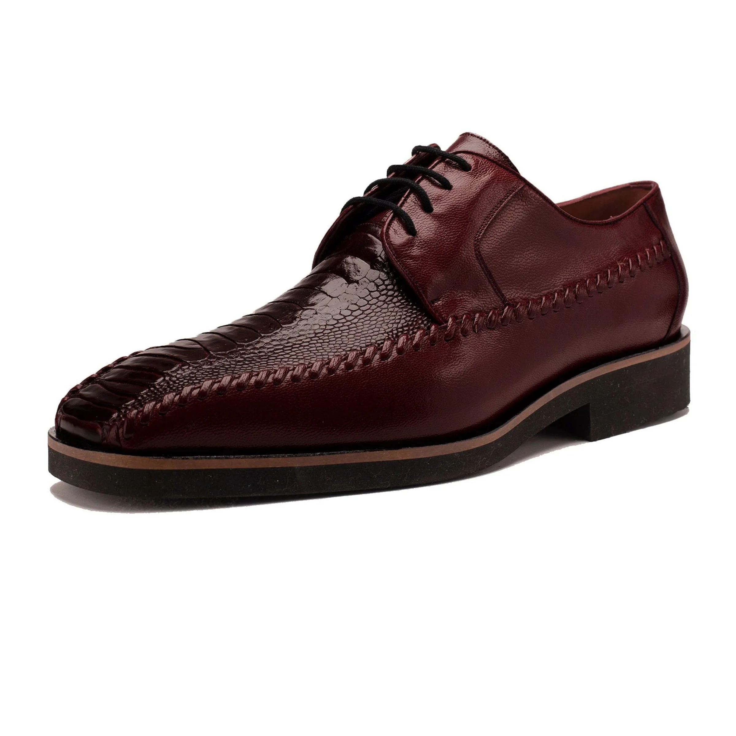 Belvedere Tyson Ostrich & Calf Dress Shoe - Burgundy - Image 3
