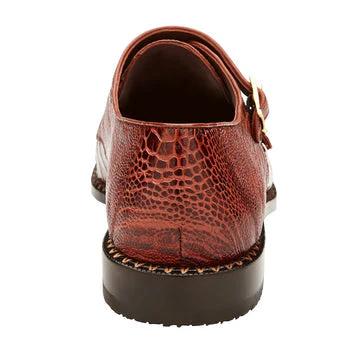 Belvedere Valiente Ostrich Leg Double Monkstrap Dress Shoe – Cognac Brown - Image 4