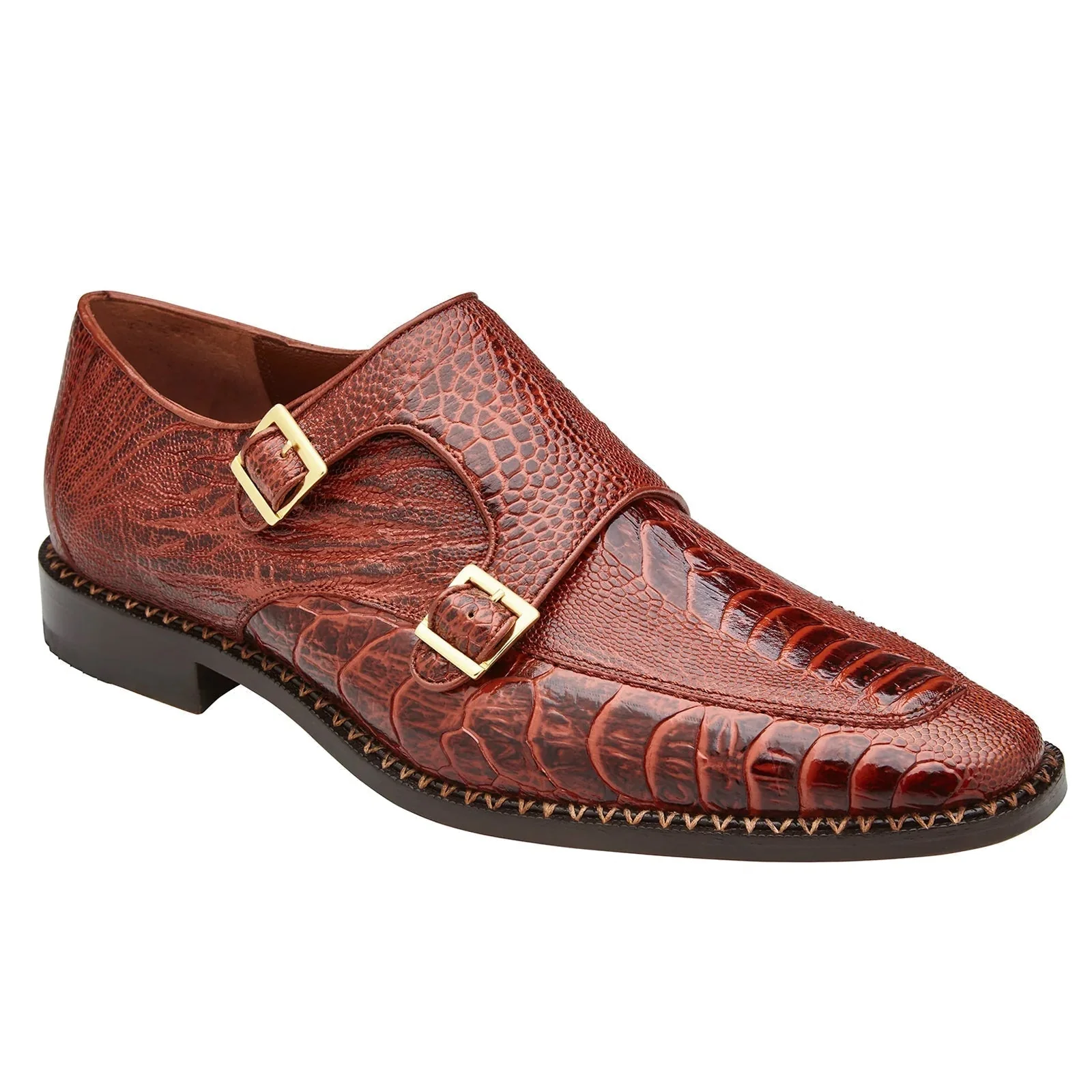 Belvedere Valiente Ostrich Leg Double Monkstrap Dress Shoe – Cognac Brown - Image 5