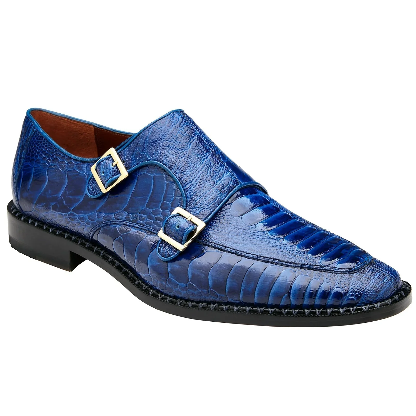 Belvedere Valiente Ocean Blue Ostrich Leg Double Monkstrap - Image 5