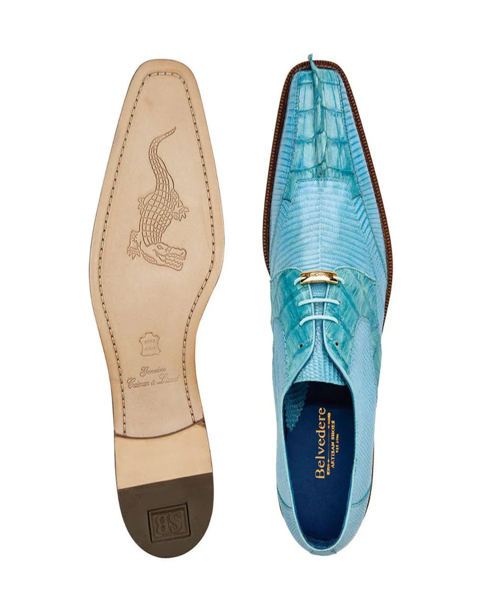 Belvedere Valter Blue Crocodile & Lizard Skin Men's Dress Shoes