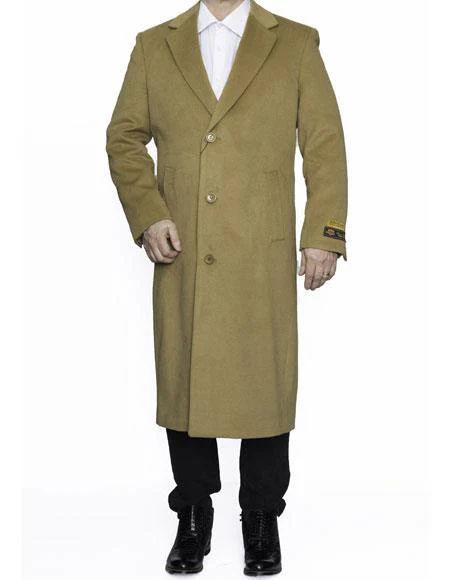 Men's Big And Tall Overcoat Long Men's Dress Topcoat -  Winter coat 4XL 5XL 6XL Camel
