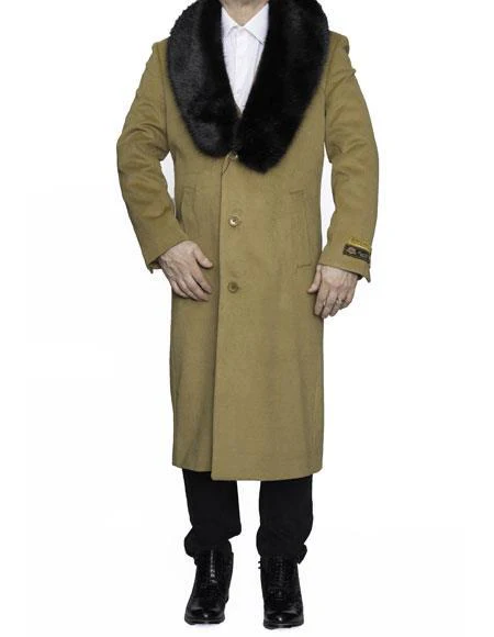 Men's Big And Tall  Overcoat Long Men's Dress Topcoat - Winter coat 4XL 5XL 6XL Camel
