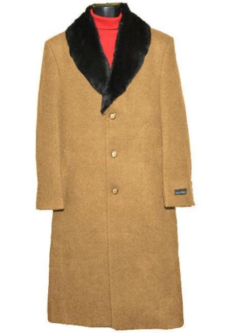 Men's Big And Tall  Overcoat Long Men's Dress Topcoat -  Winter coat 4XL 5XL 6XL Camel
