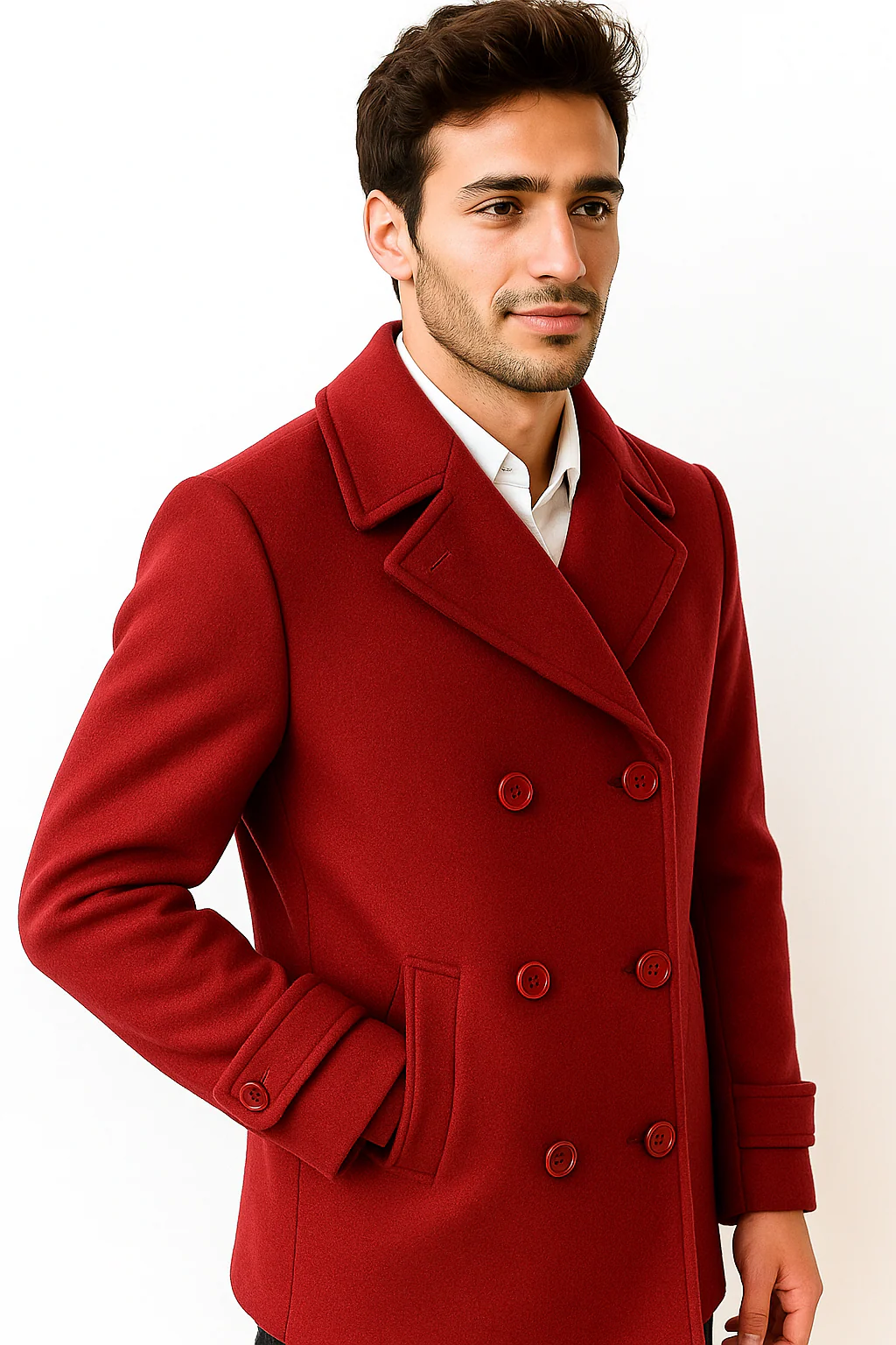 Men's Big & Tall Wool Peacoat - Classic Double Breasted Overcoat Style - Image 3