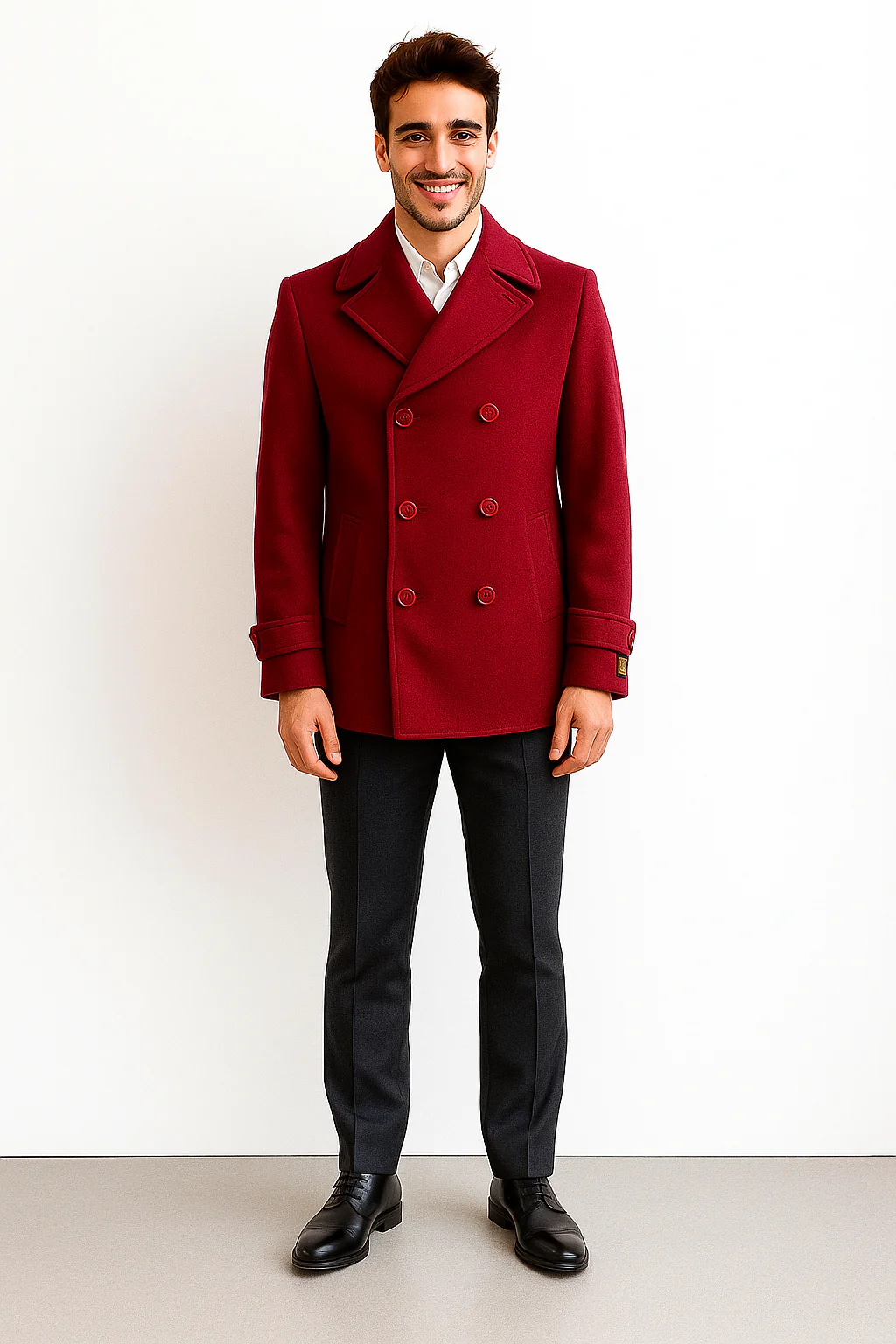 Men's Big & Tall Wool Peacoat - Classic Double Breasted Overcoat Style - Image 4
