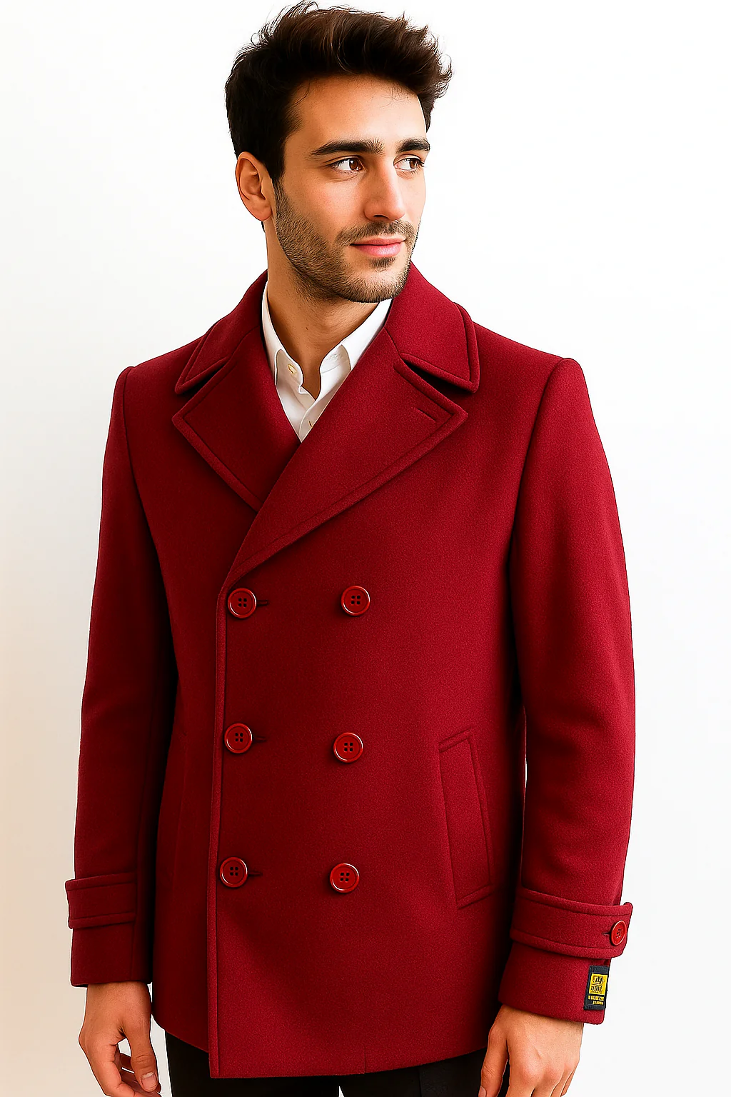 Men's Big & Tall Wool Peacoat - Classic Double Breasted Overcoat Style - Image 5