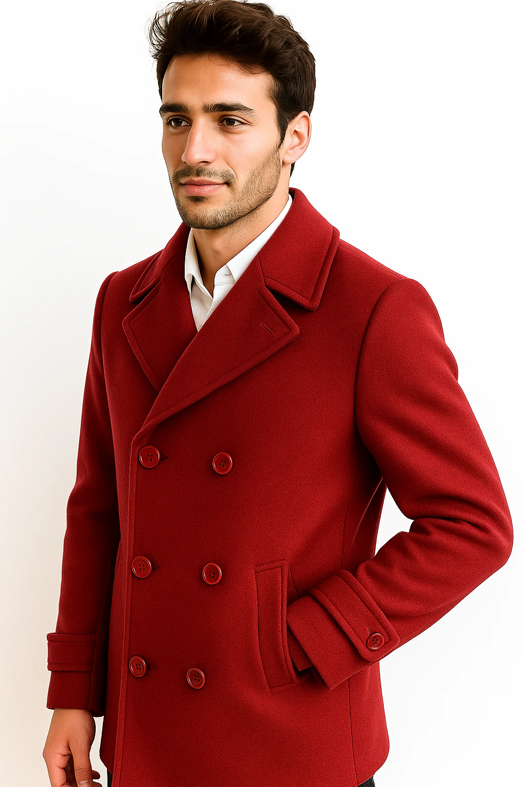 Men's Big & Tall Wool Peacoat - Classic Double Breasted Overcoat Style - Image 6
