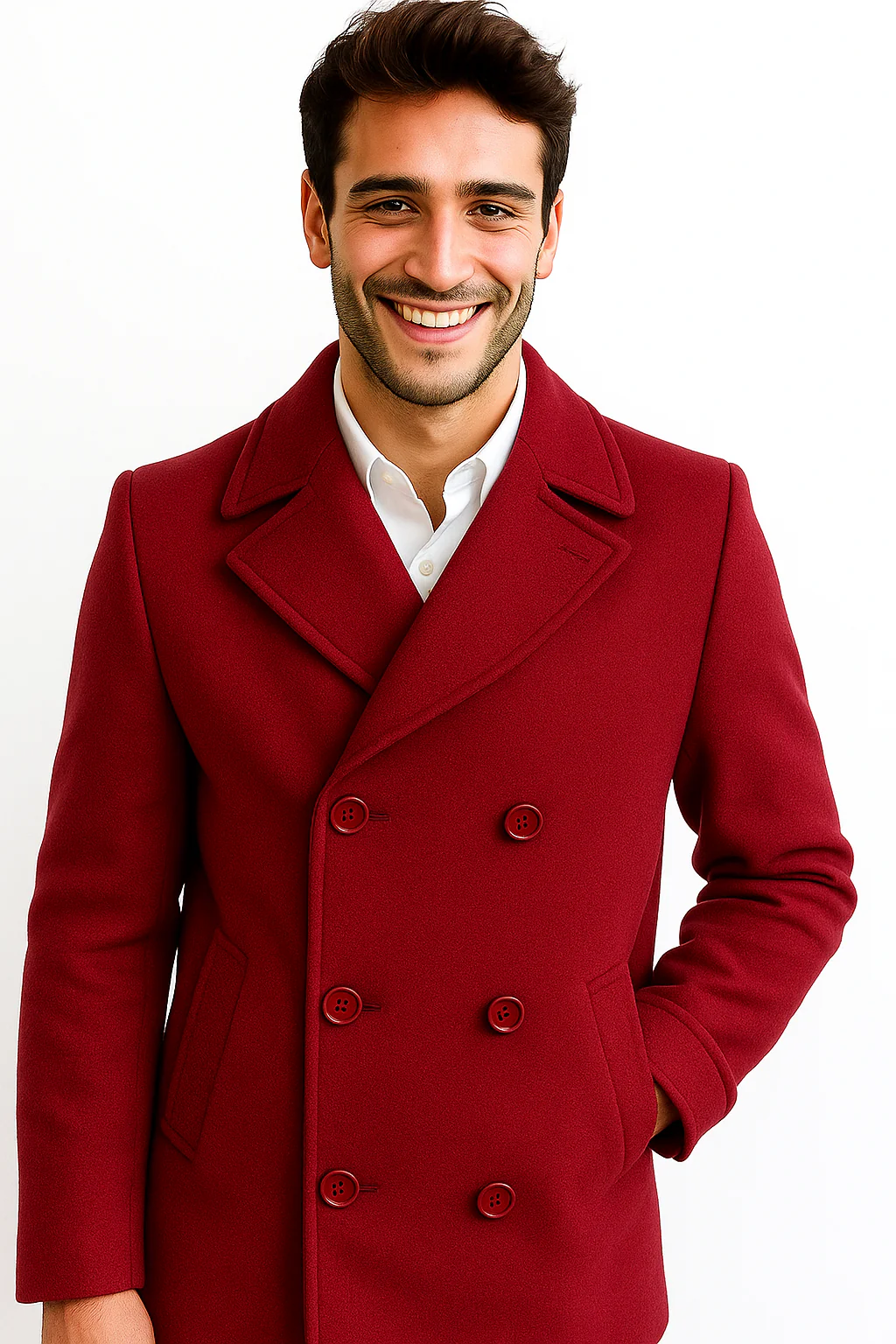 Men's Big & Tall Wool Peacoat - Classic Double Breasted Overcoat Style - Image 7
