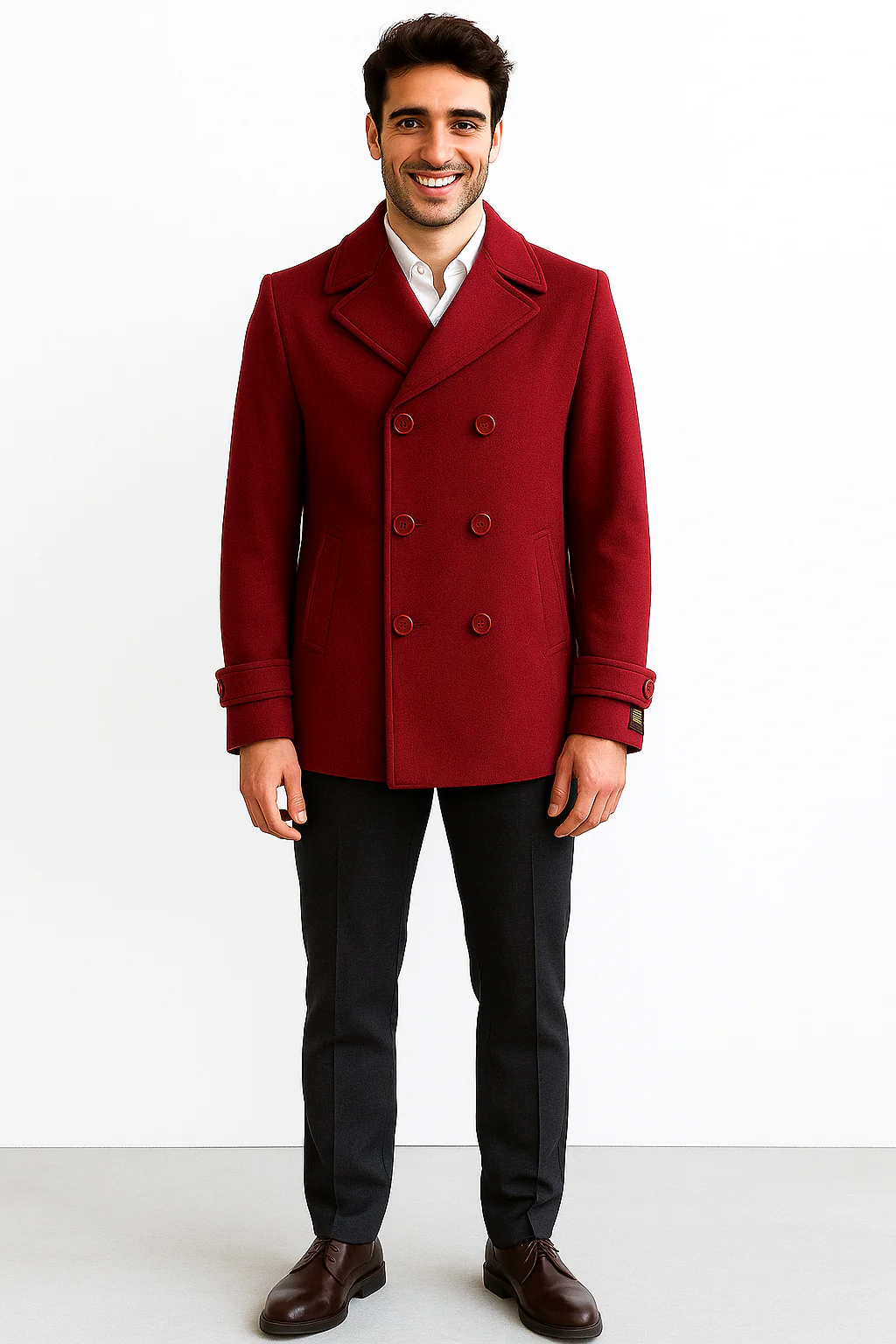 Men's Big & Tall Wool Peacoat - Classic Double Breasted Overcoat Style - Image 8