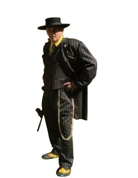 Men's Black and Gold Stripes Long Zoot Suits