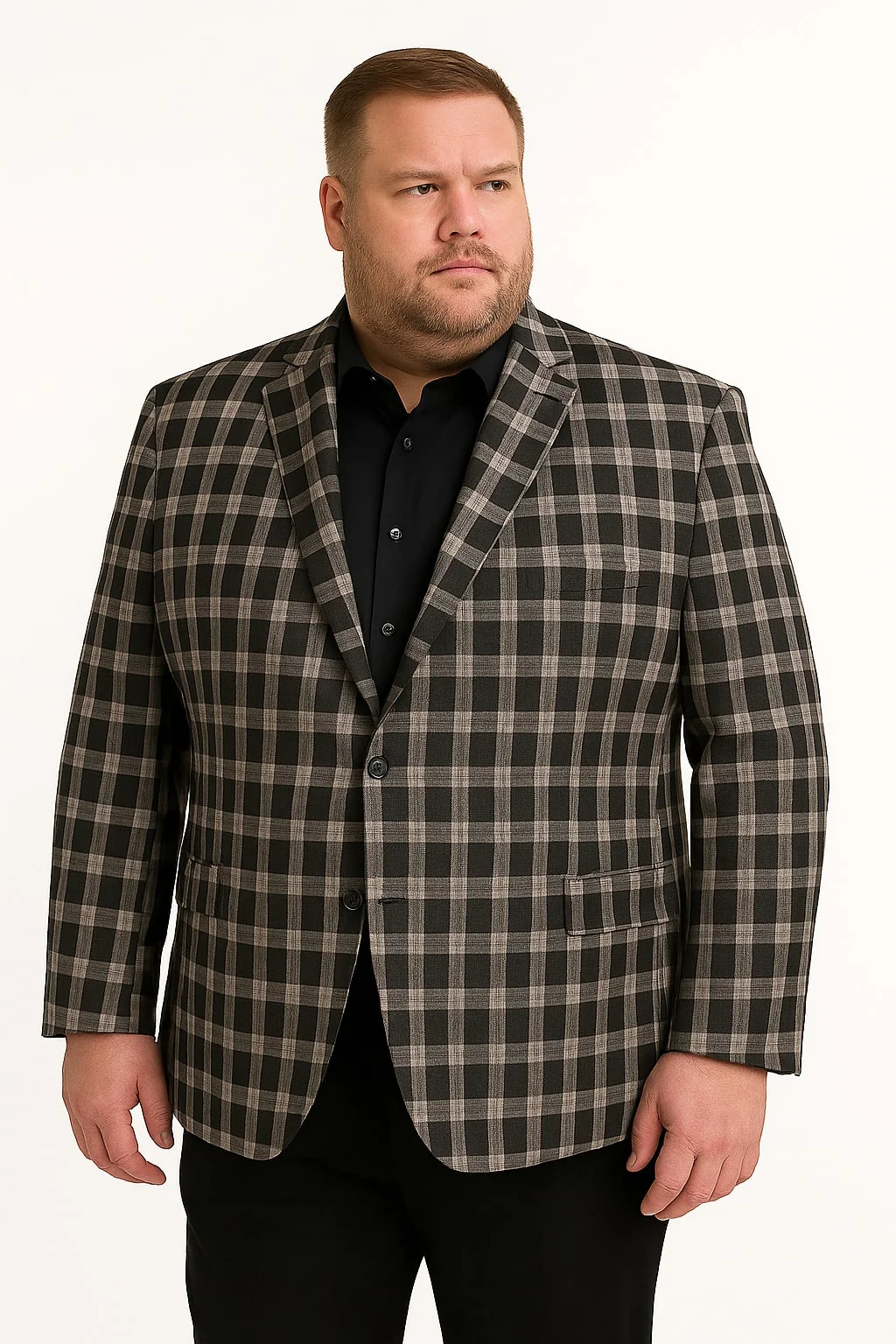 Mens Black and White Plaid Blazer – Modern Fit Checkered Windowpane Pattern Business Sport Coat - Image 3