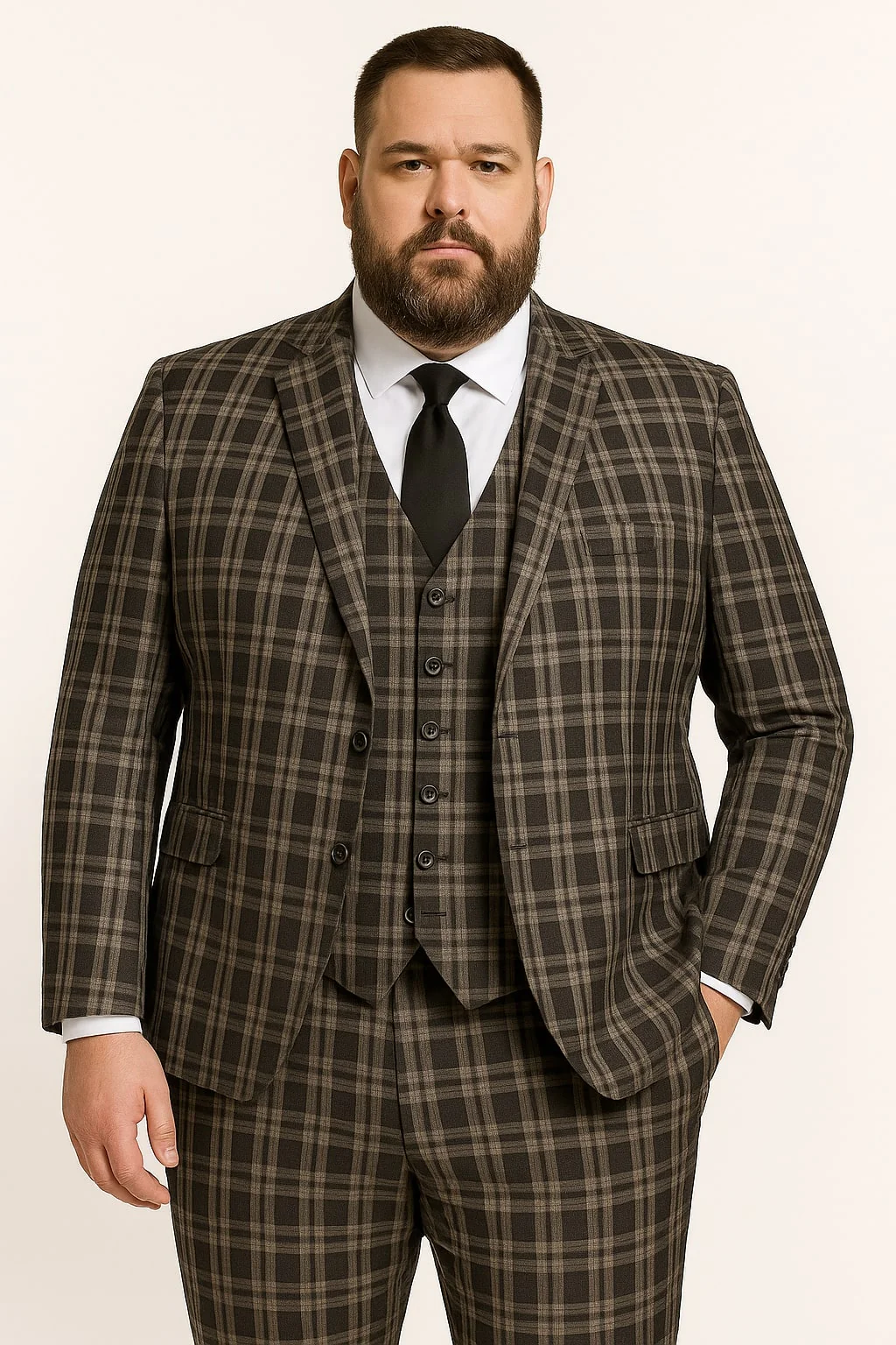 Men's Black and White Plaid Three-Piece Suit β Modern Slim Fit Tuxedo for Church and Business - Image 5