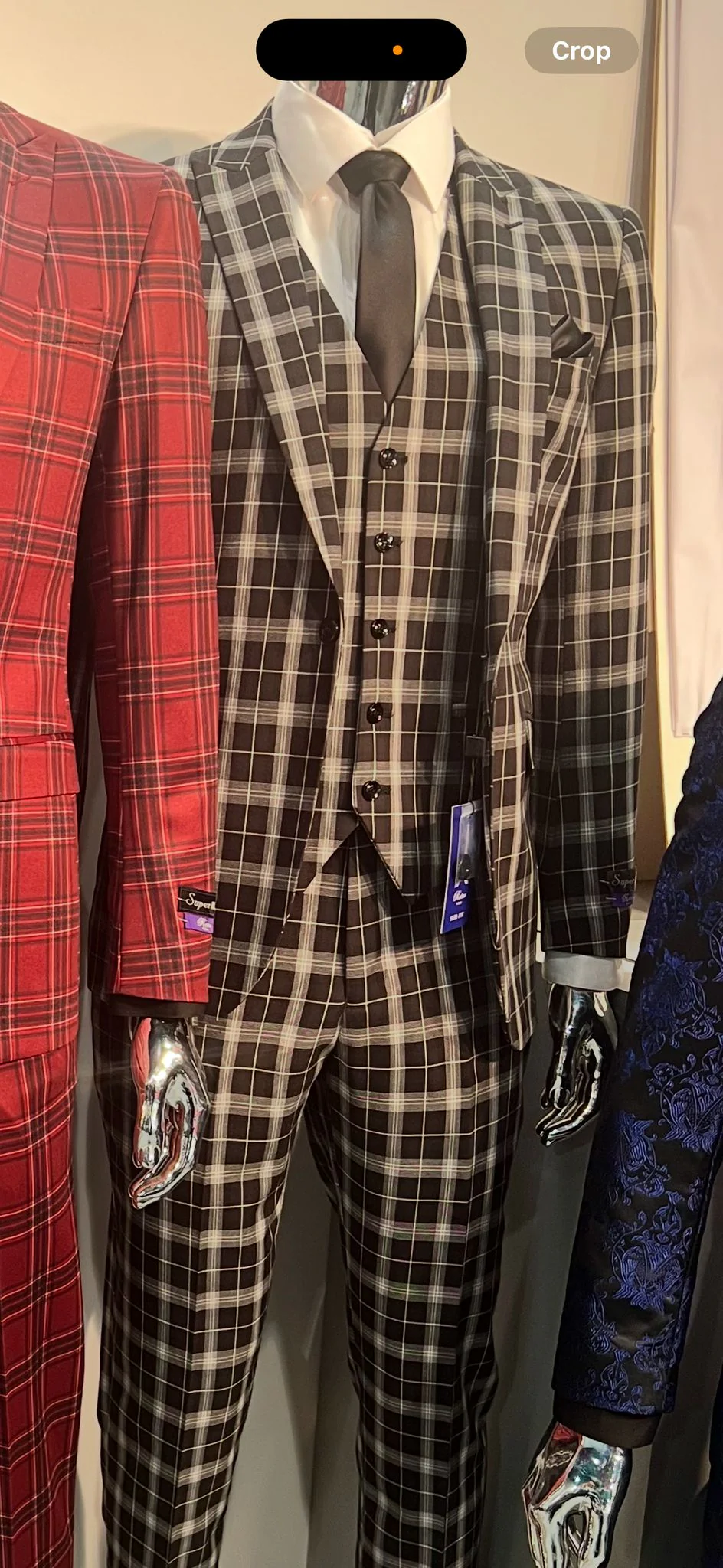 Men's Black and White Plaid Three-Piece Suit β Modern Slim Fit Tuxedo for Church and Business - Image 6