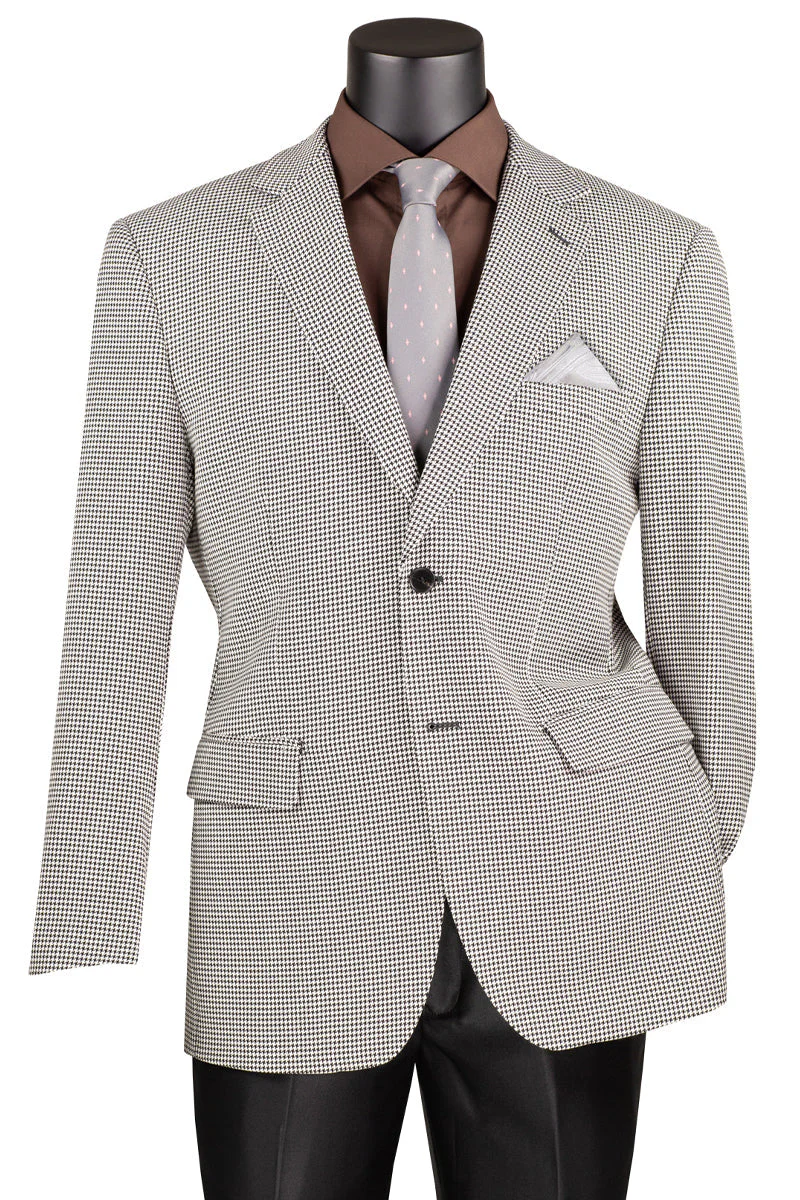 Mens Black Blazer - Men's Two Button Modern Fit Sport Coat Blazer in Black Houndstooth