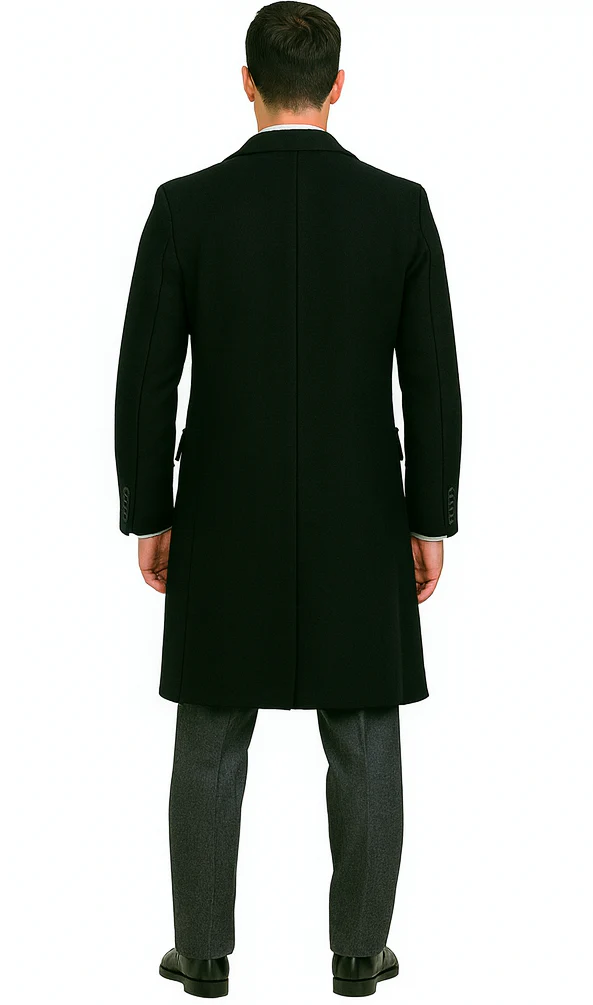Men's Black Full-length Sleeves Buttoned Closure Peaky Blinders Suit - Peaky Blinders Outfit + Overcoat + Hat (Peaky Blinders Custome) - Image 2