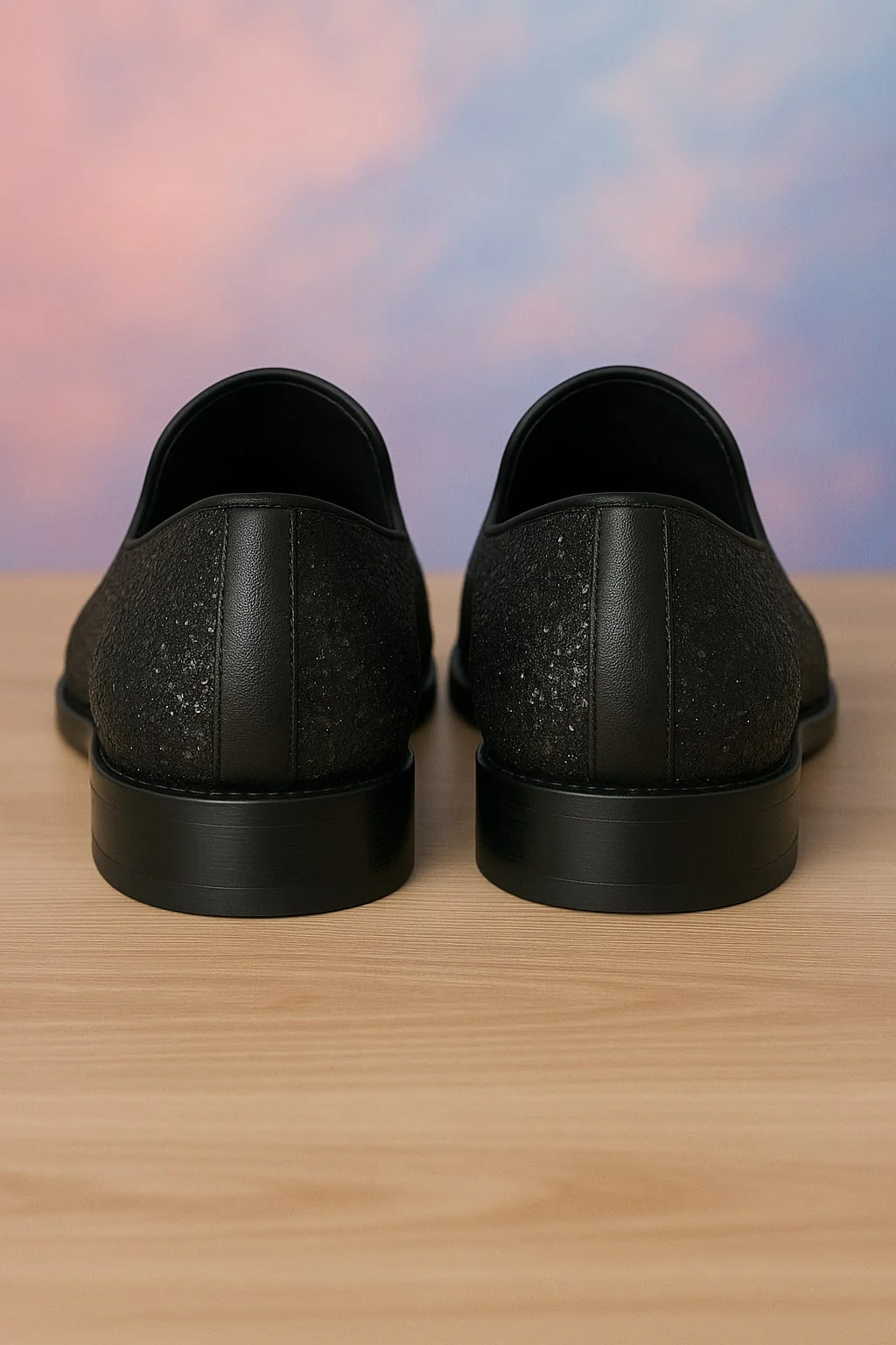 Men's Black Glitter Loafers with Spike Studded Toe – Designer Slip-On Dress Shoes for Parties and Events - Image 3
