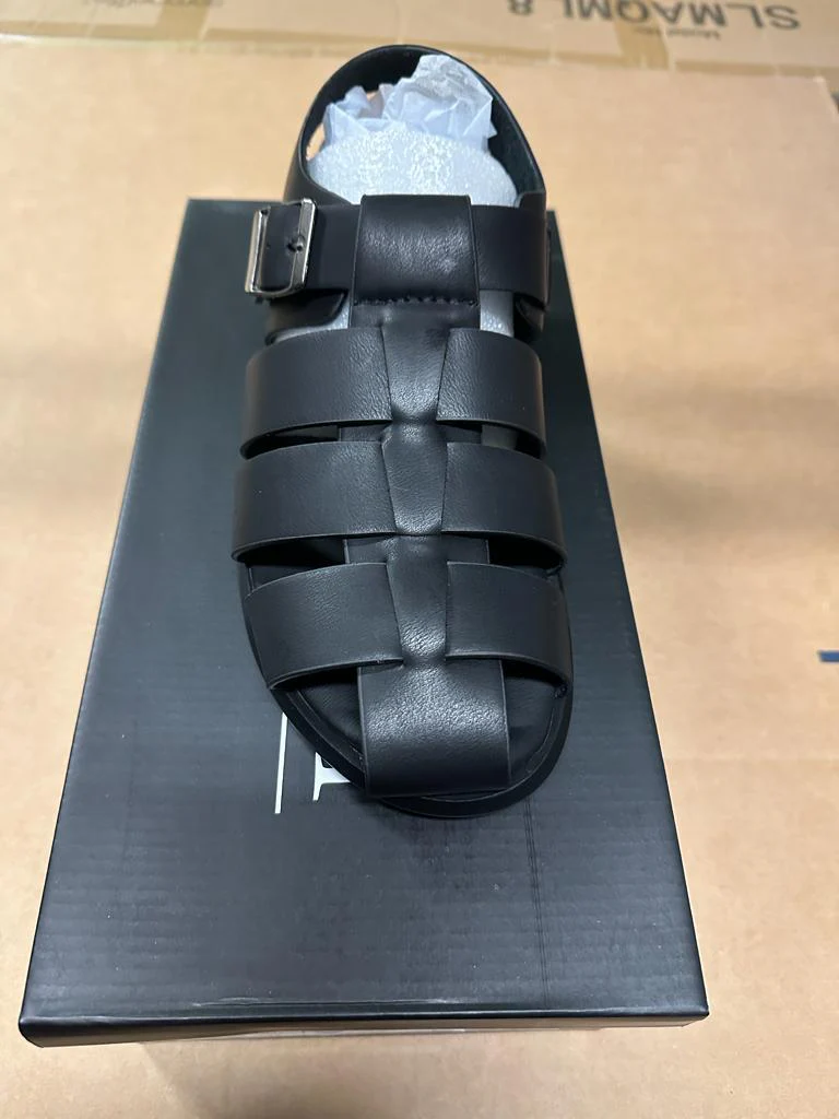 Mens Black Leather Sandals – Buckle Strap Casual Summer Shoes Breathable Open Toe Comfort Footwear - Image 10