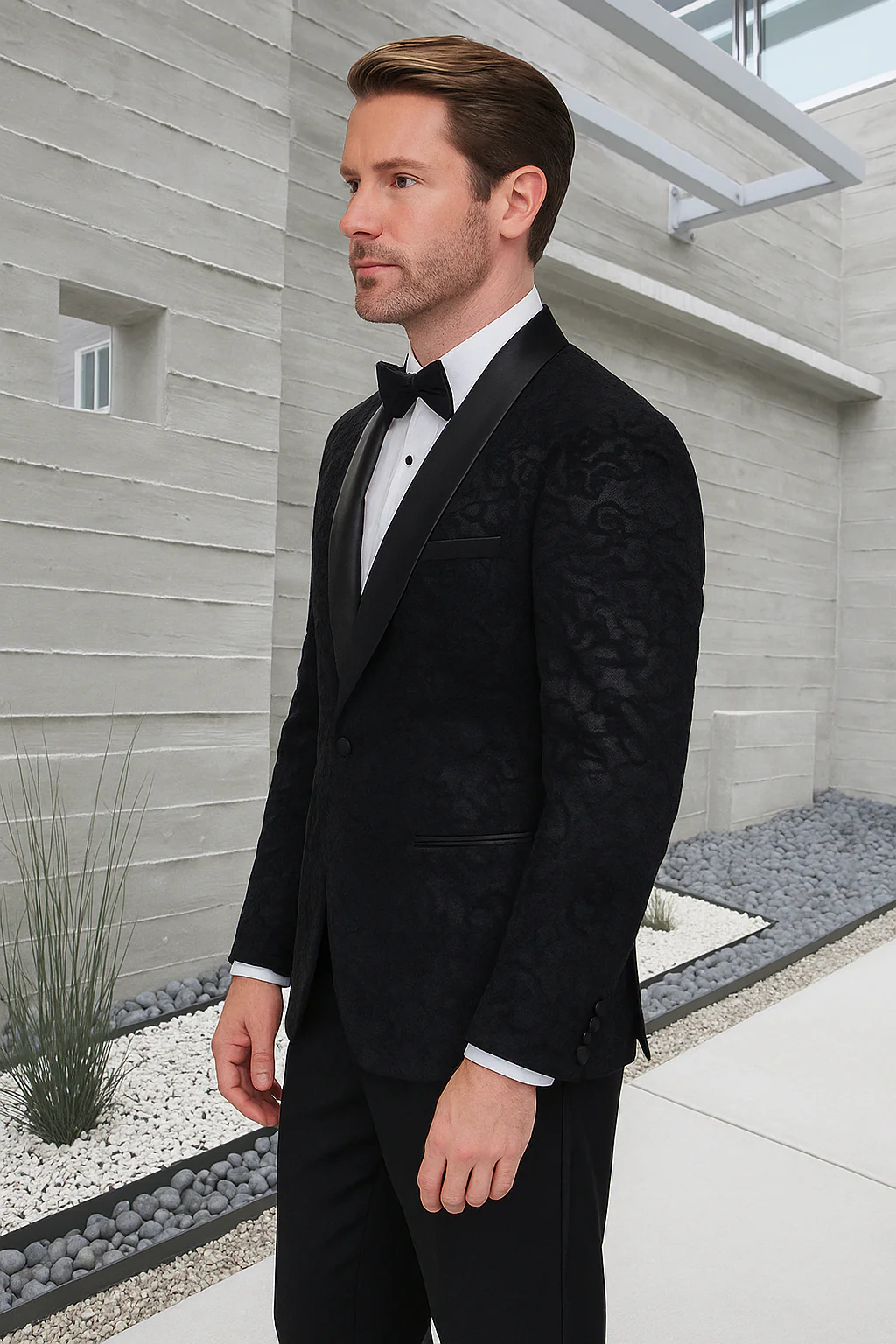 Men's Black Paisley Velvet Smoking Jacket Tuxedo with Vested Double Breasted Prom & Wed - Image 5