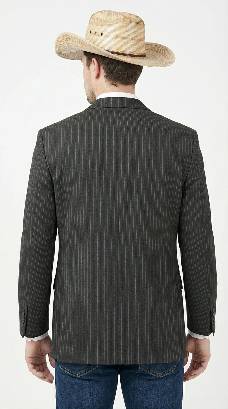 Mens Black Pinstripe Western Blazer – Classic Cowboy Style Jacket for Business, Formal and Smart Casual Wear - Image 8