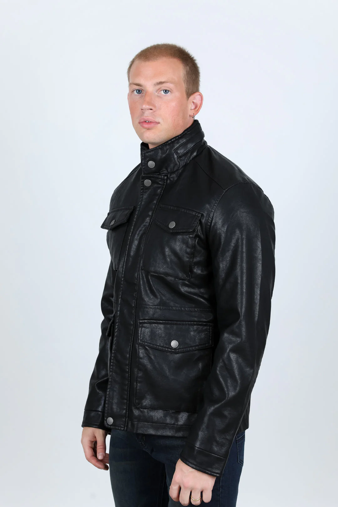 Mens Black Platini Western Leather Jacket - Vintage Cowboy Style - Image 4