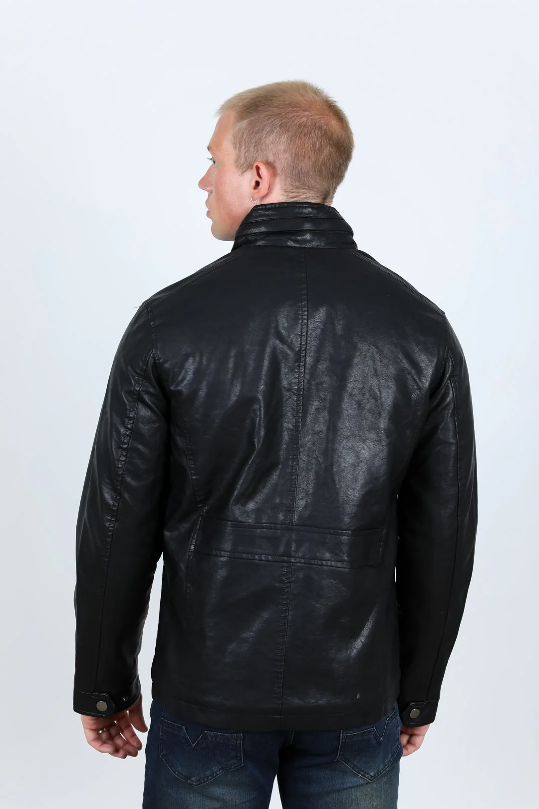 Mens Black Platini Western Leather Jacket - Vintage Cowboy Style - Image 5