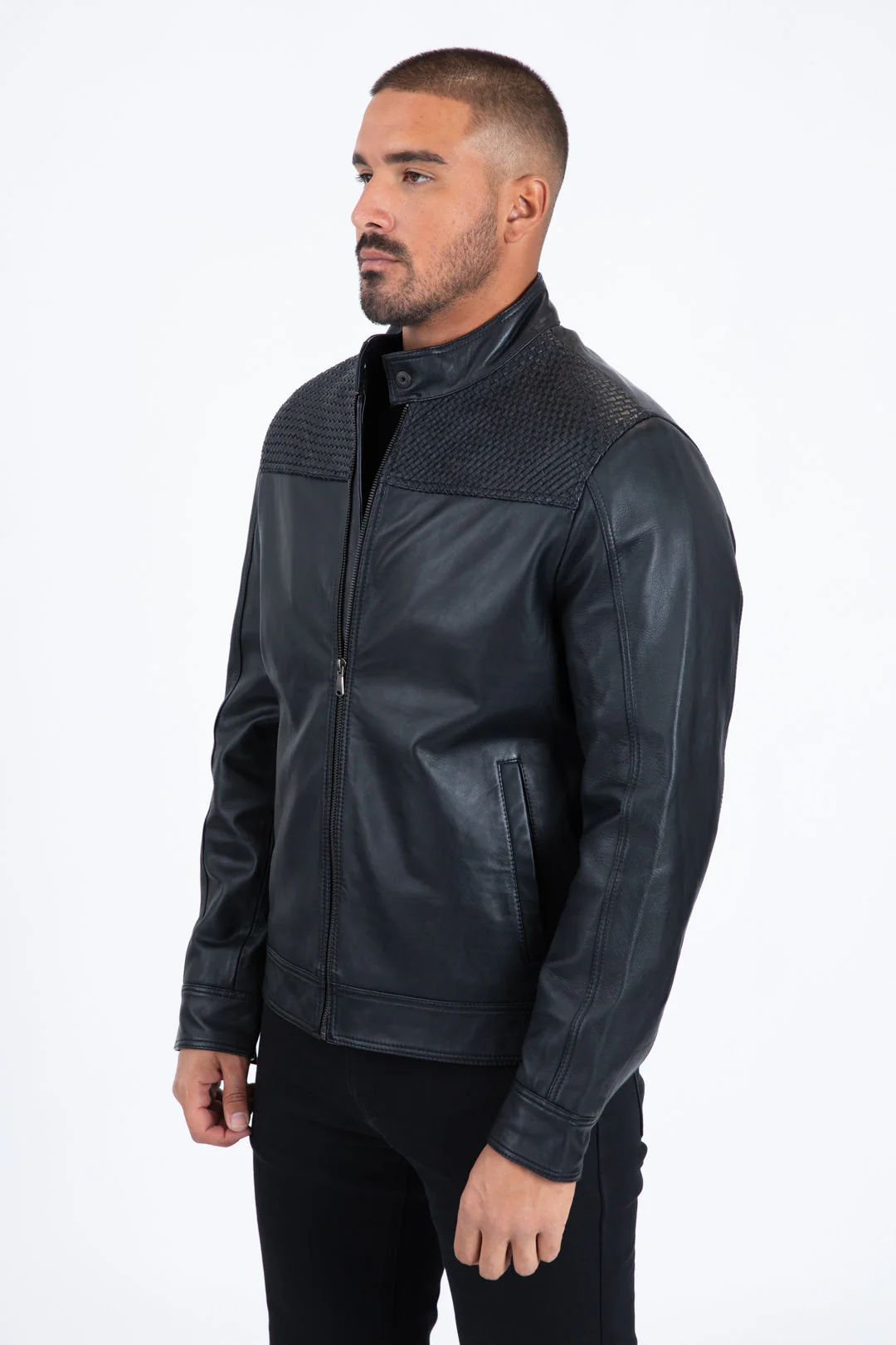 Mens Black Platini Western Leather Jackets - Vintage Cowboy Style - Image 3