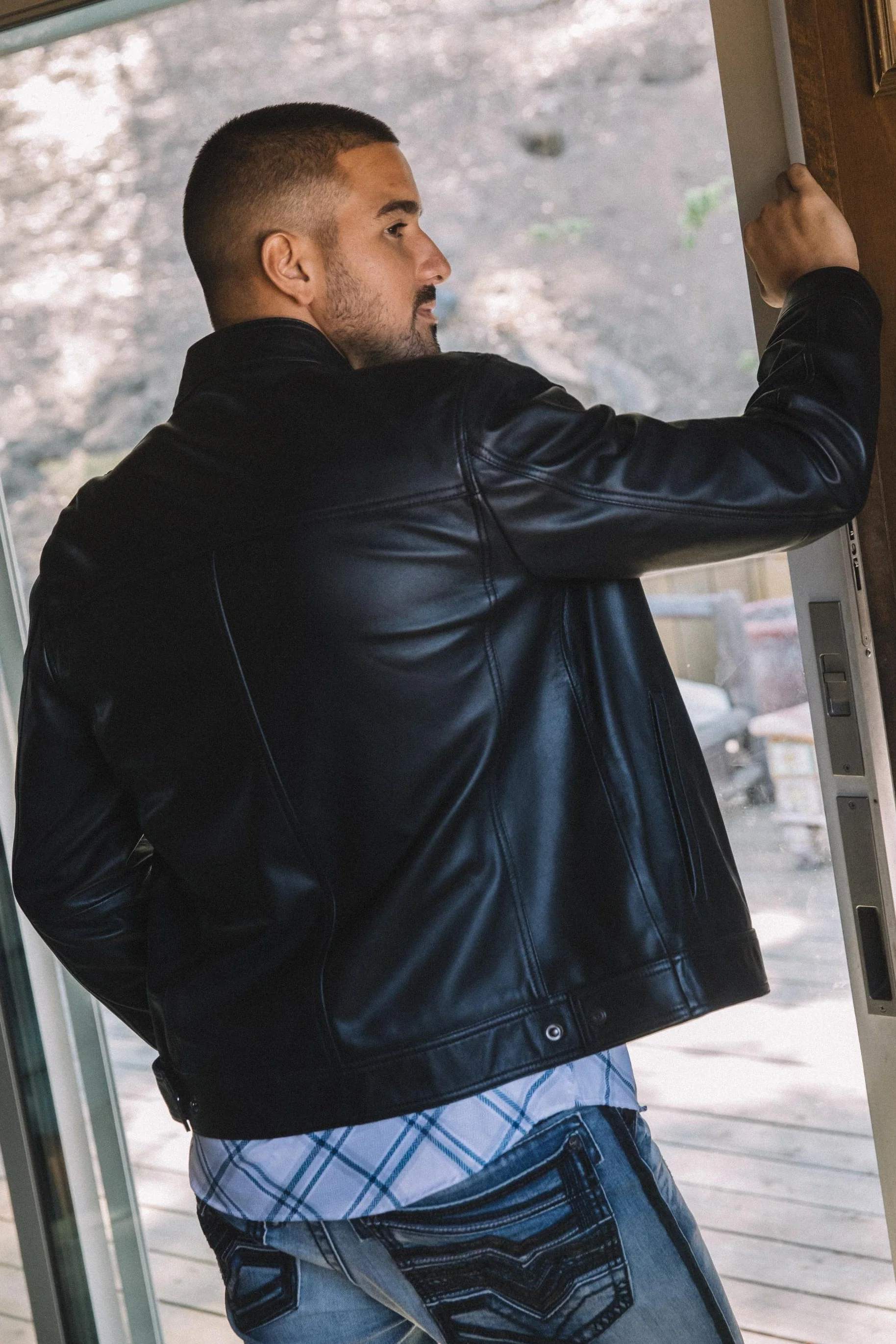 Mens Black Platini Western Leather Jackets - Vintage Cowboy Style - Image 7