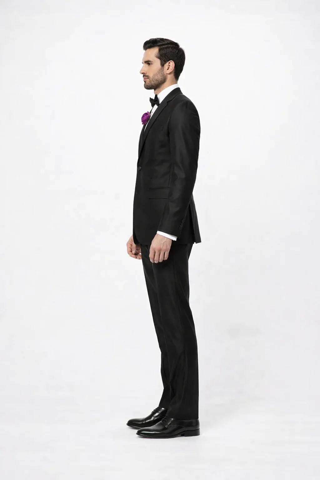 Men's Black Shiny Two Piece Slim Fitted Suits Oxford Men's Sharkskin Suit - Image 4