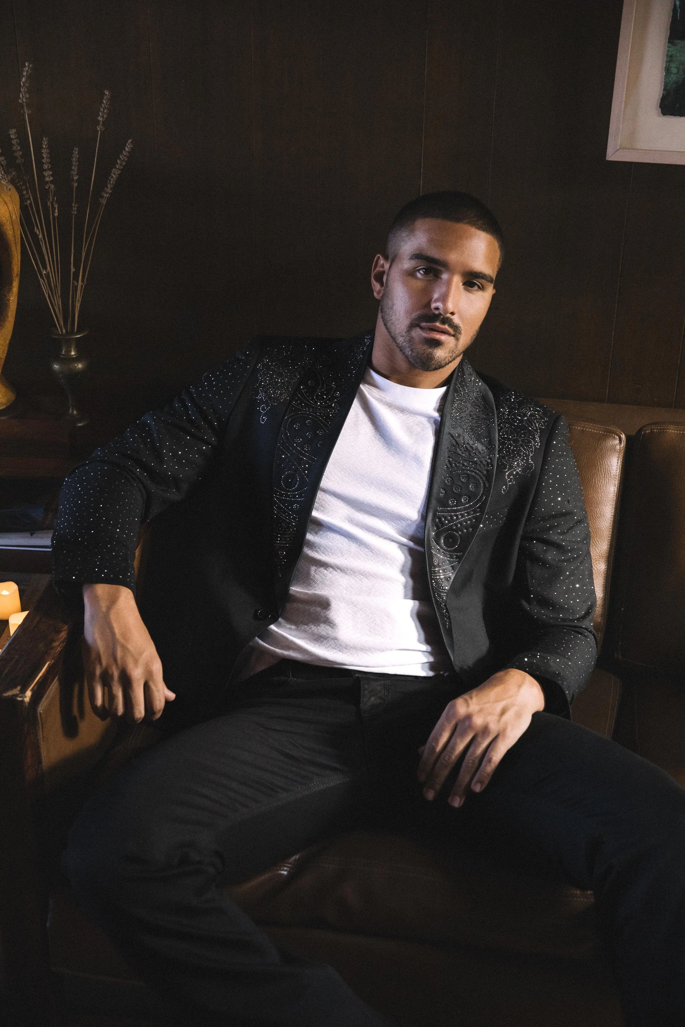Men’s Black Sparkle Rhinestone Blazer – Slim Fit Double Button Coat - Image 4