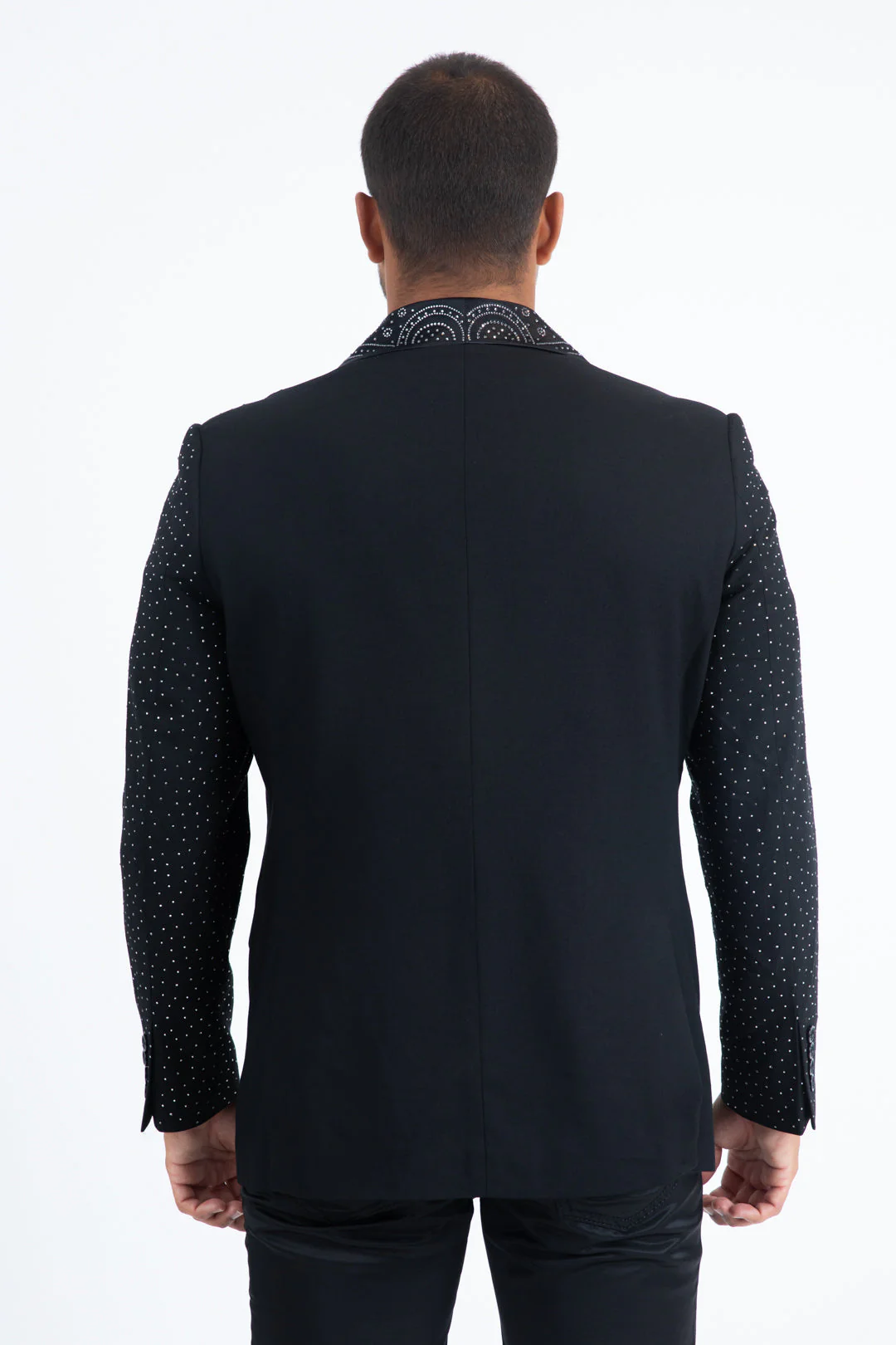 Men’s Black Sparkle Rhinestone Blazer – Slim Fit Double Button Coat - Image 7