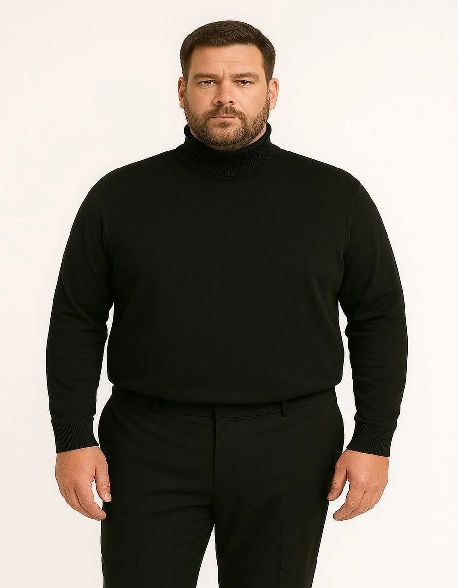 Men's Black Turtleneck Sweater – Classic Slim Fit Knit Pullover for Winter Layering - Image 3