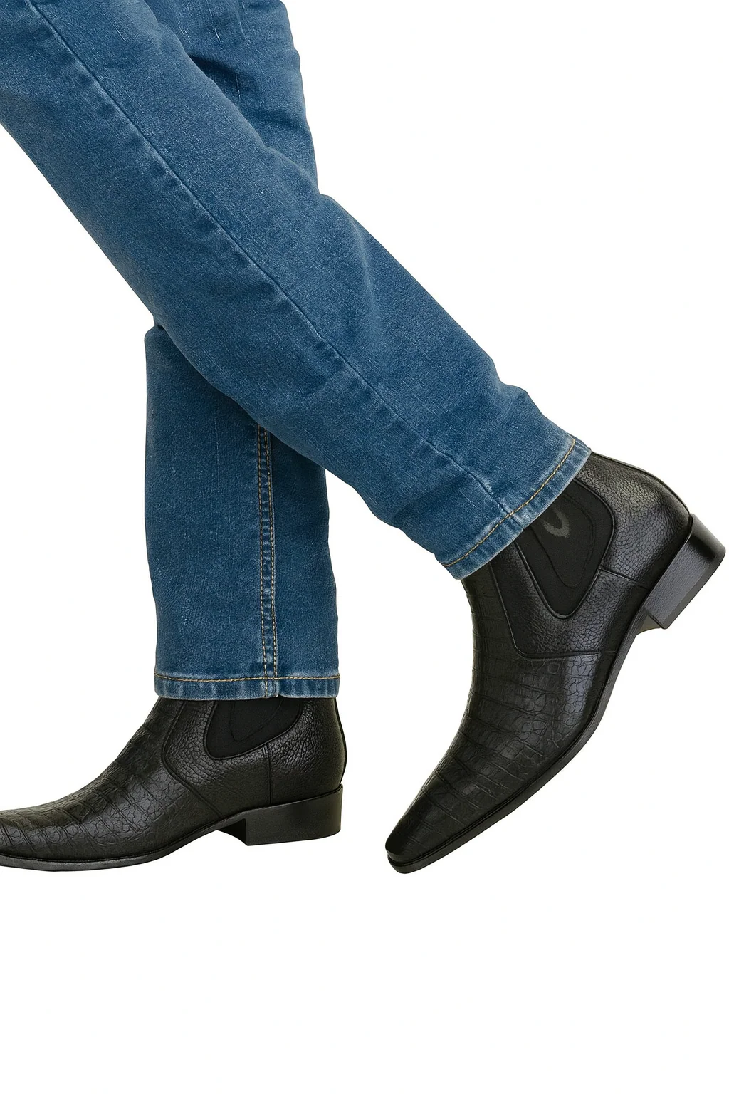 Men's Black Vestigium Boots Genuine Caiman Belly Chelsea Boots - Image 6