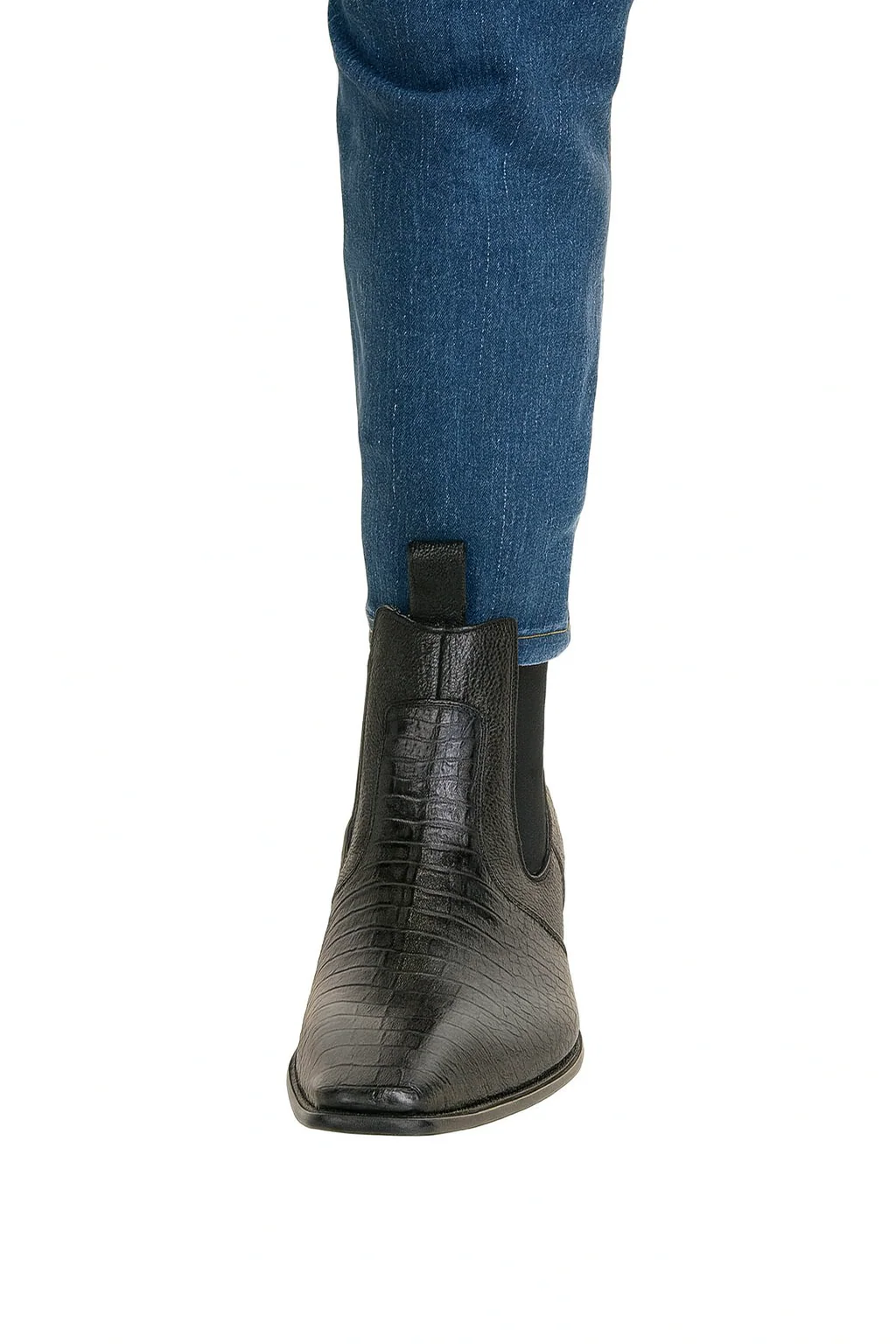 Men's Black Vestigium Boots Genuine Caiman Belly Chelsea Boots - Image 7