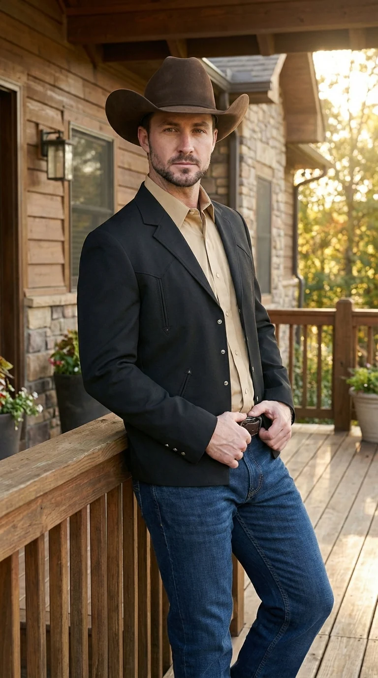 Mens Black Western Blazer Set – Cowboy Style Formal Jacket and Pants Outfit Country Western Suit - Image 10