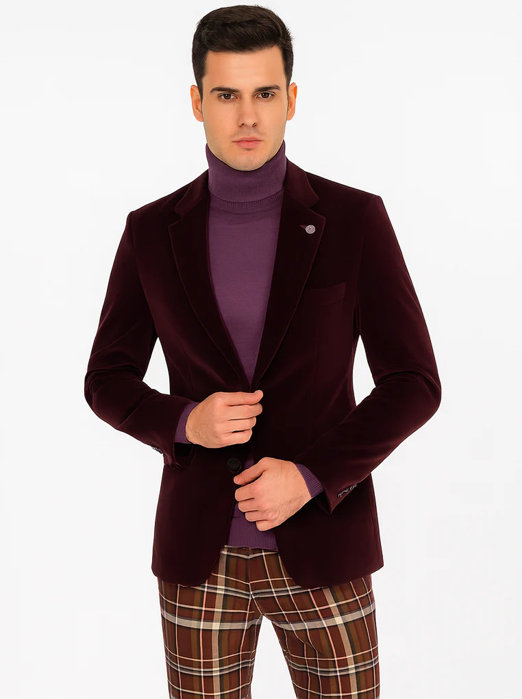 Mens Blazer Burgundy - Image 8