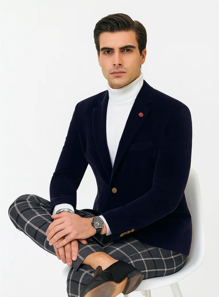 Mens Blazer Navy - Image 4