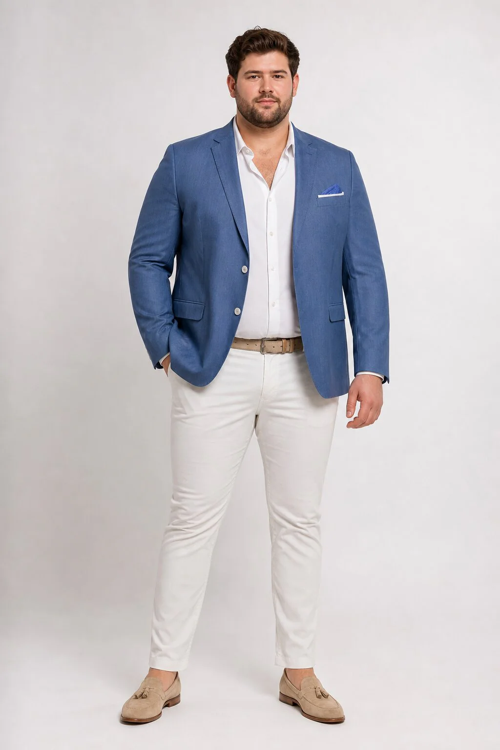 Men'S Blue One Chest Pocket Beach Weddings Attire Suit - Image 8