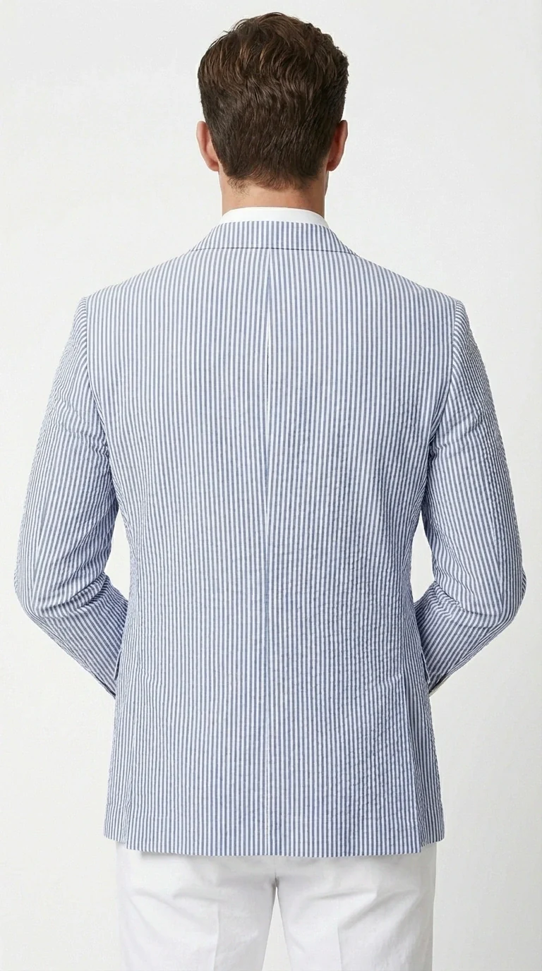 Mens Blue Seersucker Blazer β Lightweight Striped Summer Sport Coat Casual Smart Formal Jacket - Image 12