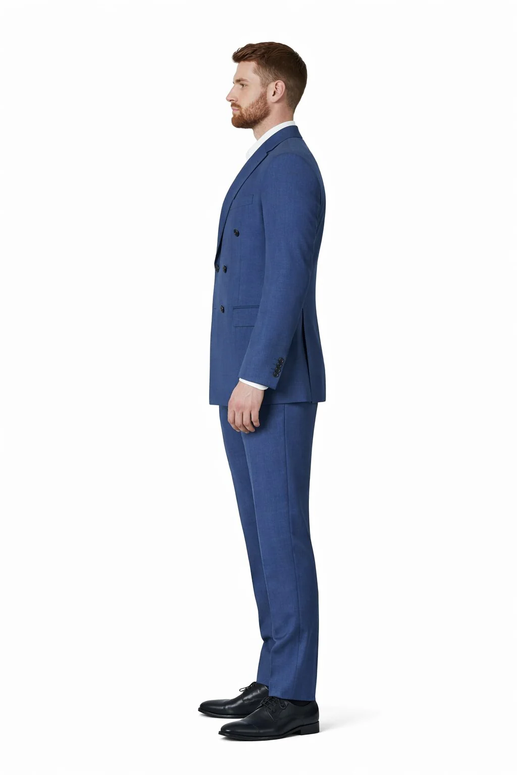 Mens Blue Wool Tiglio Double Breasted Suit – Classic Peak Lapel Suit - Image 3