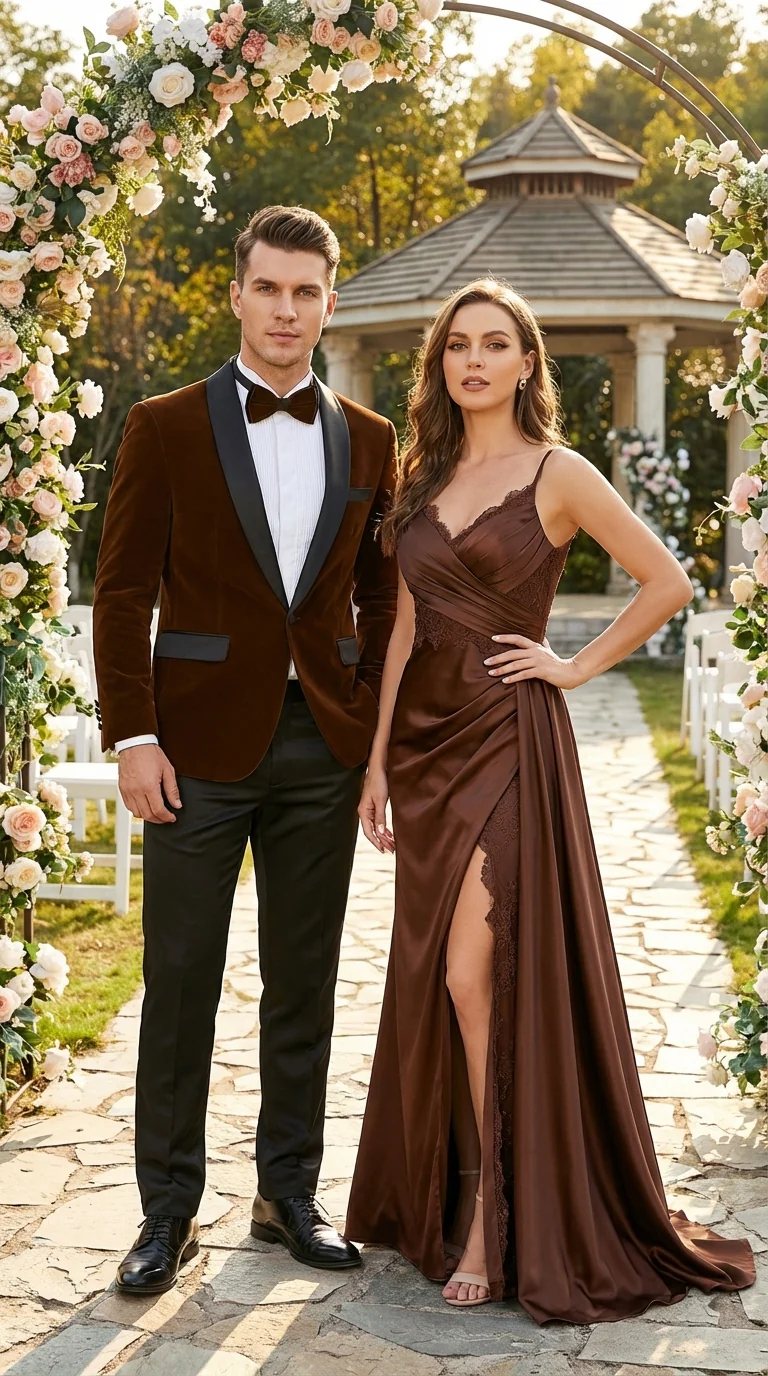 Mens Brown Velvet Tuxedo Jacket – Luxury Black Lapel Velvet Blazer for Wedding, Prom and Formal Events - Image 13