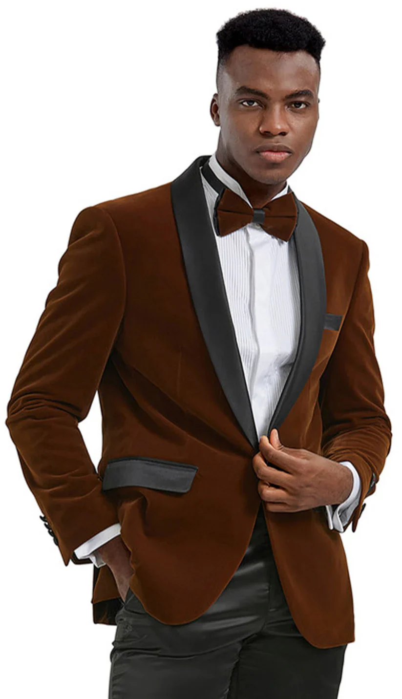 Mens Brown Velvet Tuxedo Jacket – Luxury Black Lapel Velvet Blazer for Wedding, Prom and Formal Events - Image 9