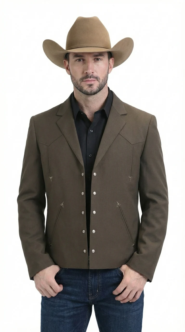 Mens Brown Western Blazer – Cowboy Style Casual Jacket Vintage Western Sport Coat Country Fashion Jacket - Image 3