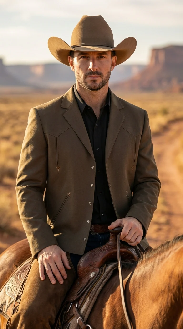 Mens Brown Western Blazer – Cowboy Style Casual Jacket Vintage Western Sport Coat Country Fashion Jacket - Image 7