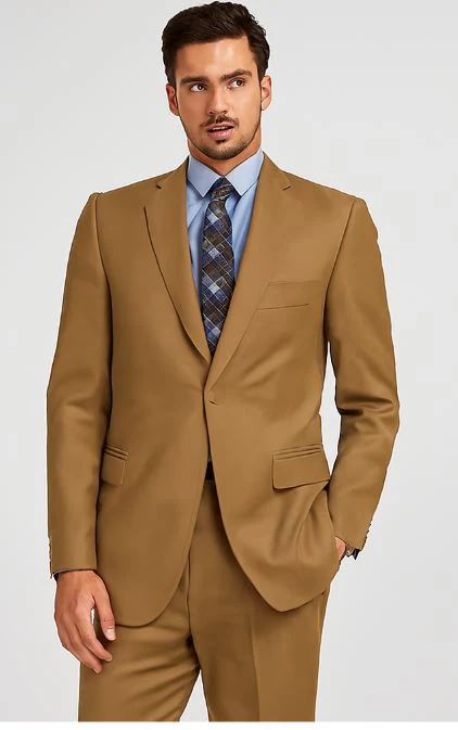 Men'S Camel ~ Khaki 2-Button 2 Piece Suits - Two Piece Business Suits Suit - Image 4