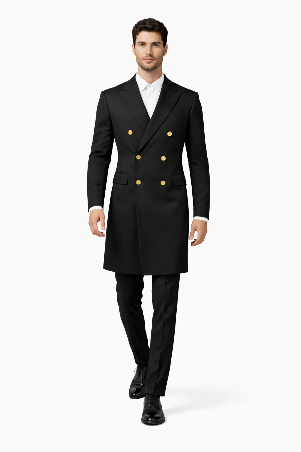 Men's Charcoal 44Inch Long Double Breasted Overcoat Winter Men's Topcoat Sale - Image 4