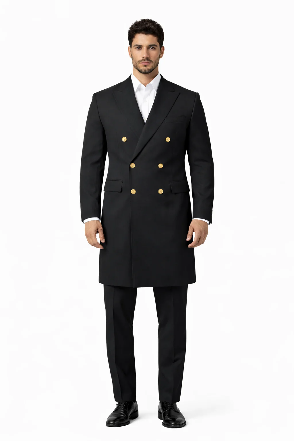 Men's Charcoal 44Inch Long Double Breasted Overcoat Winter Men's Topcoat Sale - Image 6