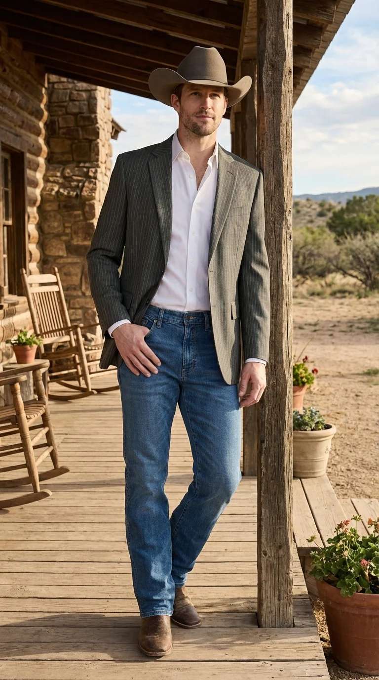 Mens Charcoal Gray Pinstripe Western Blazer β Classic Cowboy Style Jacket for Business, Formal and Smart Casual Wear - Image 10
