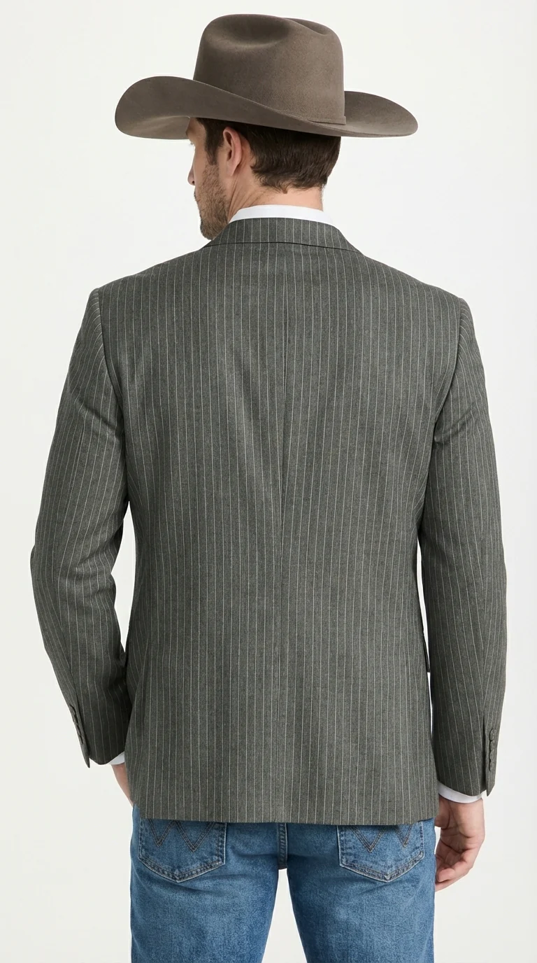 Mens Charcoal Gray Pinstripe Western Blazer β Classic Cowboy Style Jacket for Business, Formal and Smart Casual Wear - Image 11